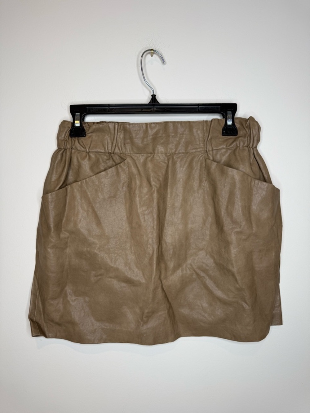Zara Taupe Faux Leather Mini Skirt with Pockets